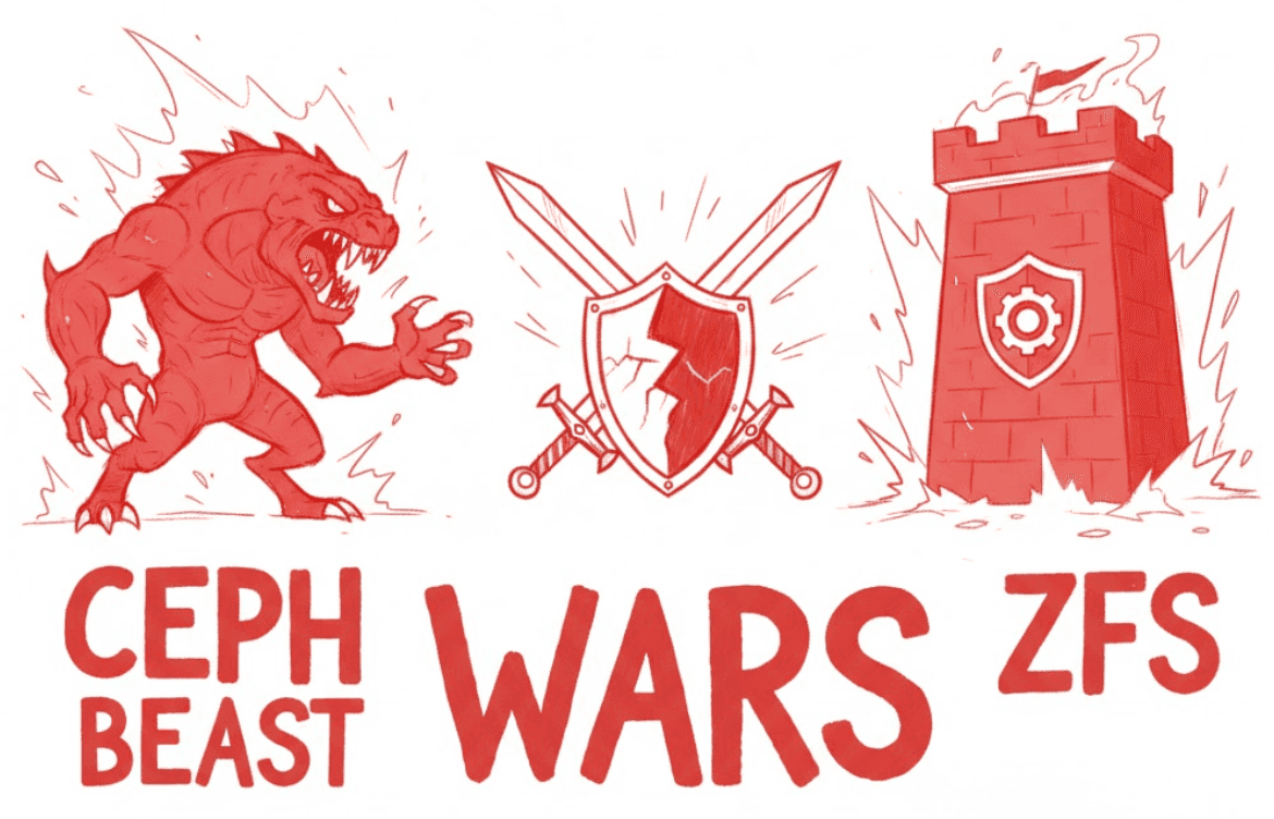Ceph vs ZFS storage comparison illustration