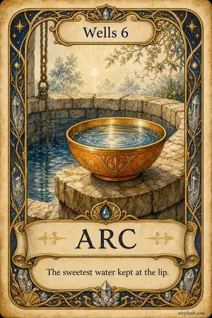 ARC — Proxmox Tarot card 47 of 100. Illustration: a bright bowl on the well's rim.