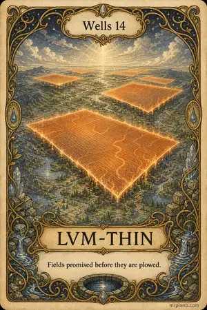 LVM-THIN — Proxmox Tarot card 55 of 100. Illustration: fields drawn larger than the land beneath them.